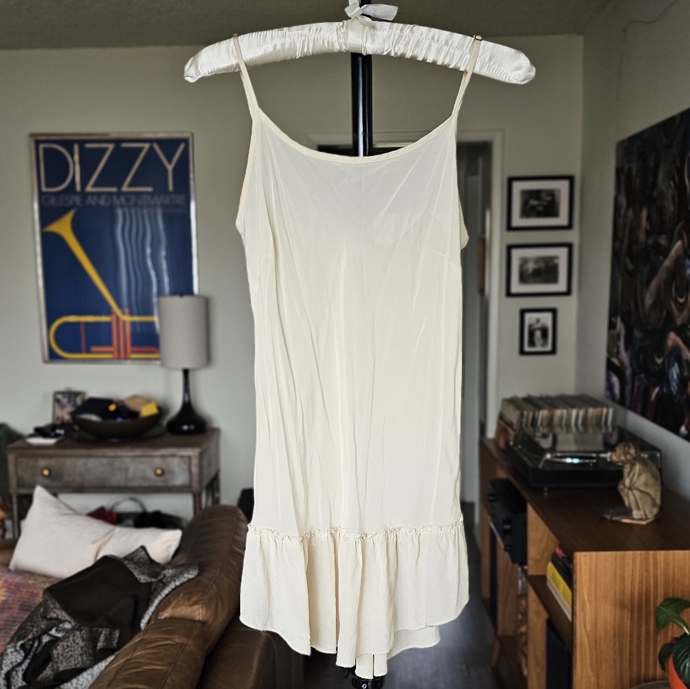 FLANNEL‎ Cream Silk Ruffled Camisole Top
